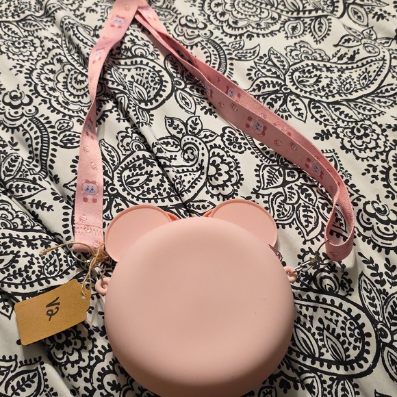 Cute Mickey Mouse Donut Pink Small Purse 4.5x3.5" Strap 20" - Picture 2 of 3